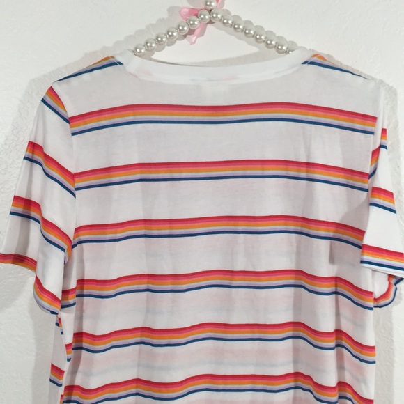 Pink Victoria’s Secret Crew Tee White Rainbow New - Picture 7 of 9